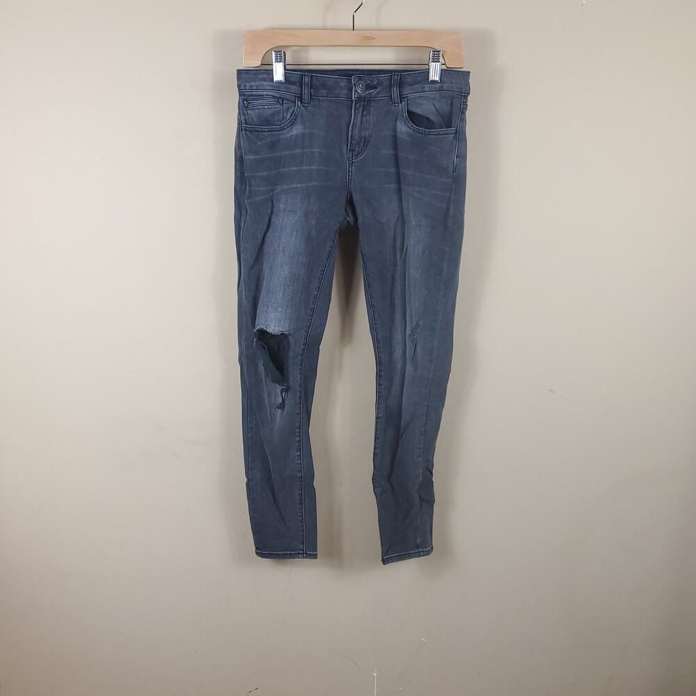 The Kooples Distressed Mid-Rise Skinny Jeans in Gray Size 27